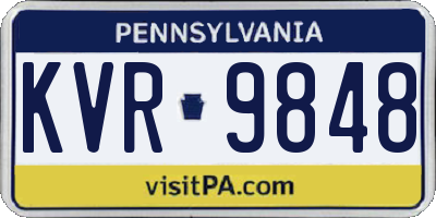 PA license plate KVR9848