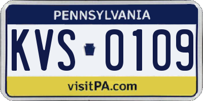 PA license plate KVS0109