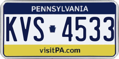 PA license plate KVS4533
