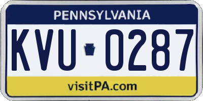 PA license plate KVU0287