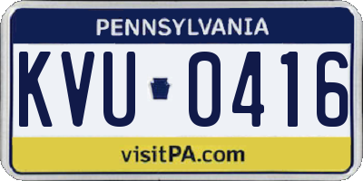PA license plate KVU0416