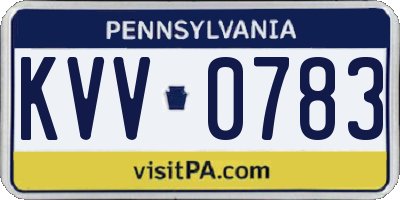 PA license plate KVV0783