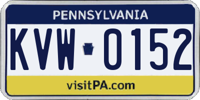 PA license plate KVW0152