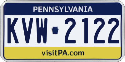 PA license plate KVW2122