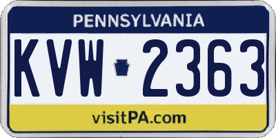 PA license plate KVW2363