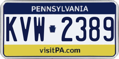 PA license plate KVW2389