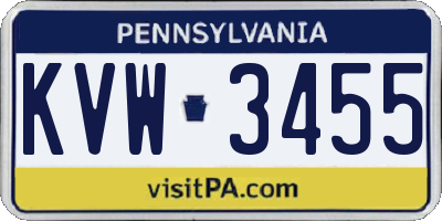 PA license plate KVW3455