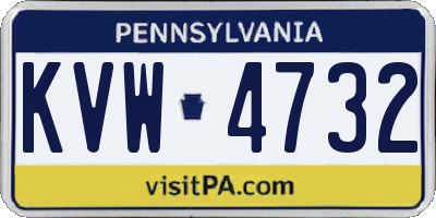 PA license plate KVW4732