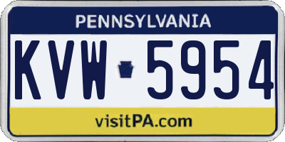 PA license plate KVW5954
