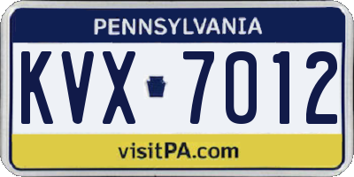 PA license plate KVX7012