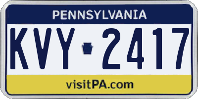 PA license plate KVY2417