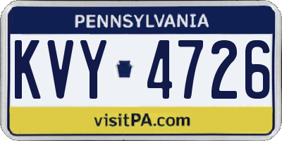 PA license plate KVY4726