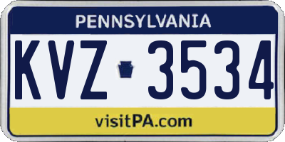 PA license plate KVZ3534