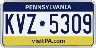 PA license plate KVZ5309