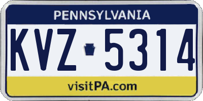 PA license plate KVZ5314