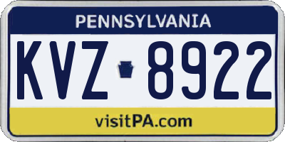 PA license plate KVZ8922