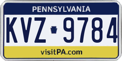 PA license plate KVZ9784