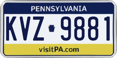 PA license plate KVZ9881