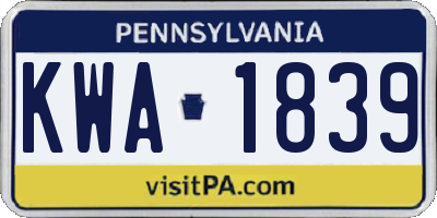 PA license plate KWA1839