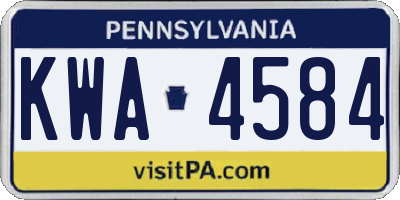 PA license plate KWA4584