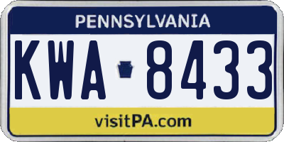 PA license plate KWA8433