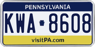 PA license plate KWA8608