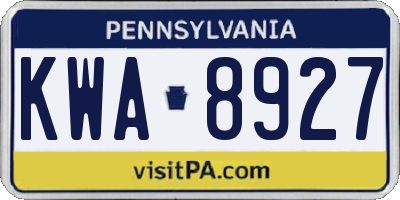 PA license plate KWA8927