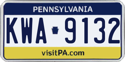 PA license plate KWA9132