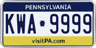 PA license plate KWA9999