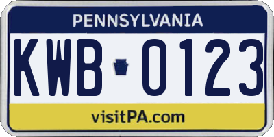 PA license plate KWB0123