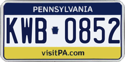 PA license plate KWB0852