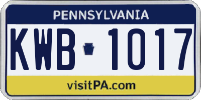 PA license plate KWB1017