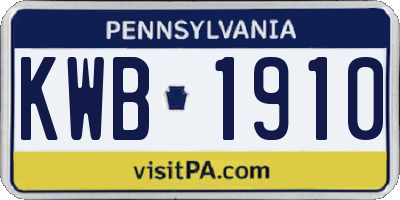 PA license plate KWB1910