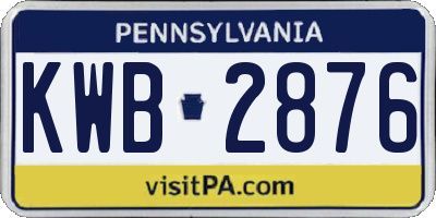 PA license plate KWB2876