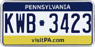 PA license plate KWB3423