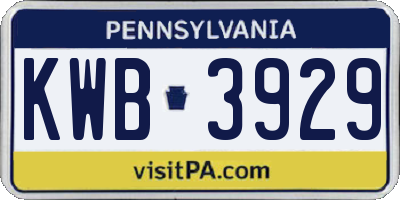 PA license plate KWB3929