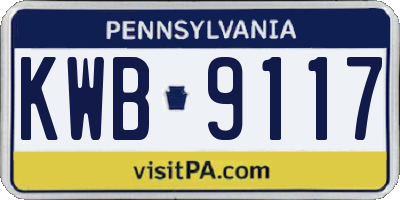 PA license plate KWB9117