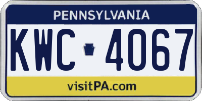 PA license plate KWC4067