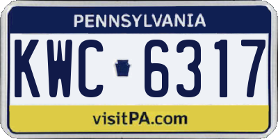 PA license plate KWC6317