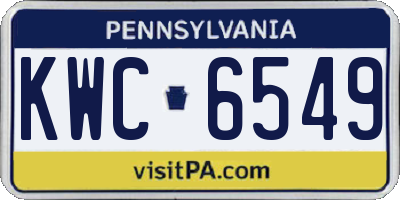 PA license plate KWC6549