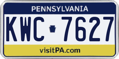 PA license plate KWC7627