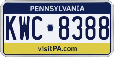 PA license plate KWC8388