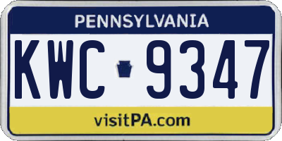 PA license plate KWC9347