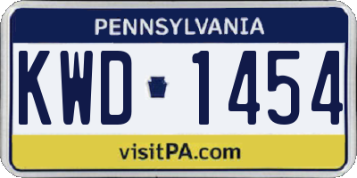 PA license plate KWD1454