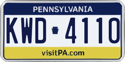 PA license plate KWD4110