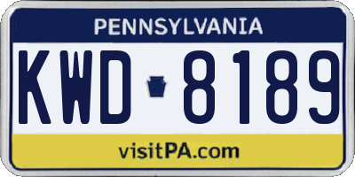 PA license plate KWD8189