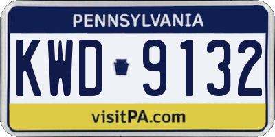 PA license plate KWD9132