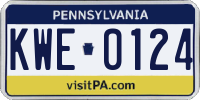 PA license plate KWE0124