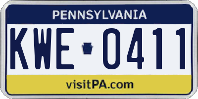 PA license plate KWE0411