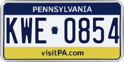 PA license plate KWE0854